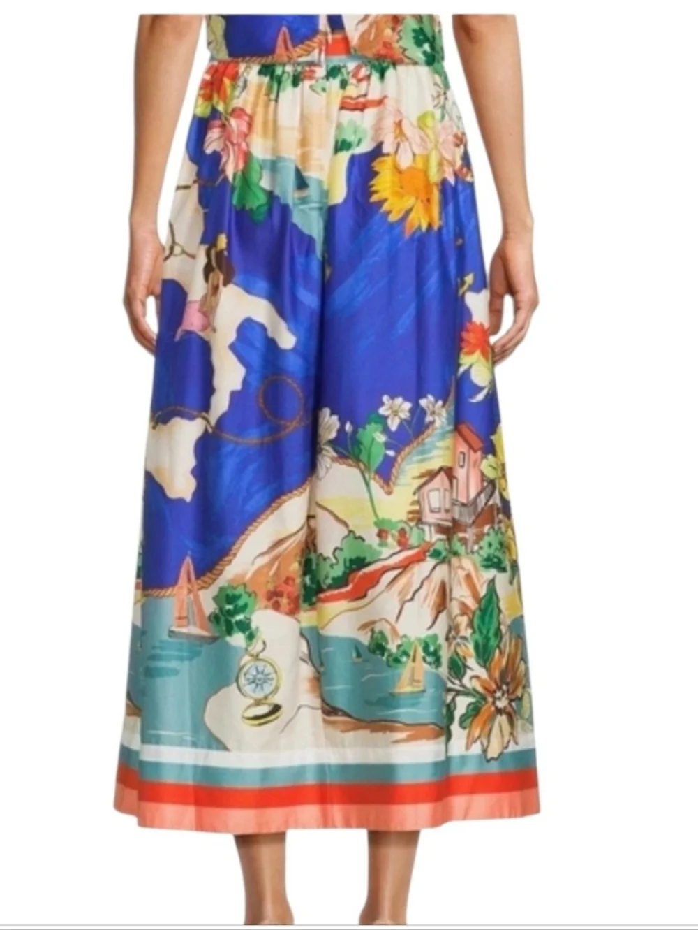 ANTONIO MELANI Evie Ocean Print Maxi A-Line Skirt Top Set sz 2 & 6 - Picture 5 of 15